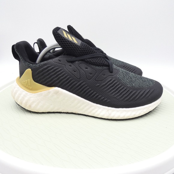 Adidas AlphaBoost U EG6083 Mens US 10 Running Shoes Black Gold Metallic Sneakers - Picture 2 of 10